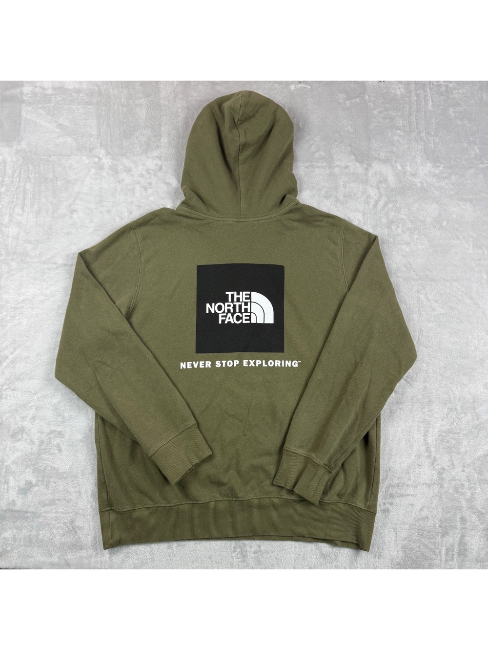 The North Face Men XL Olive Green Hoodie Never Stop Exploring Box Logo Gorpcore